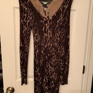 GUESS LEOPARD CORSET TIE SWEATER DRESS